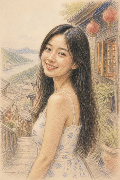 صورة شخصية خيالية: رسم بالأقلام الملونة