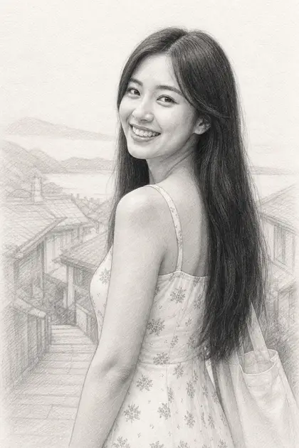 صورة شخصية خيالية: رسم تخطيطي بقلم الغرافيت