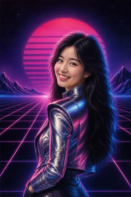 صورة شخصية خيالية: Synthwave من 1980s