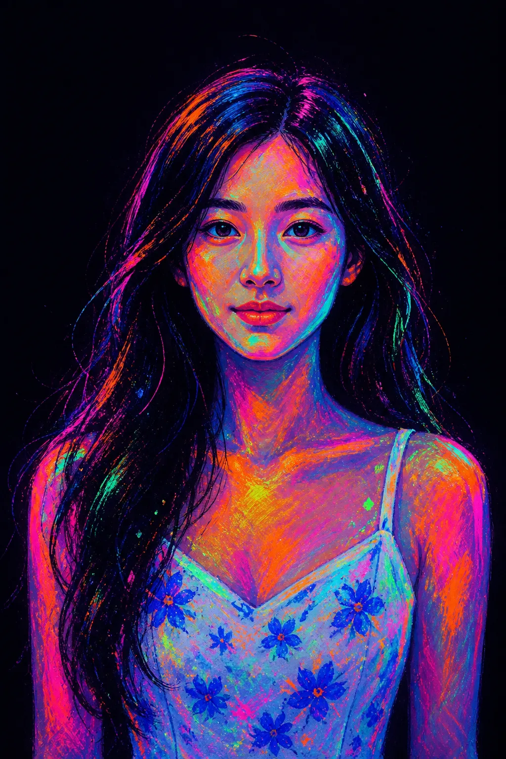 ภาพบุคคลสมมติ: จิตรกรรมแบล็กไลต์ UV