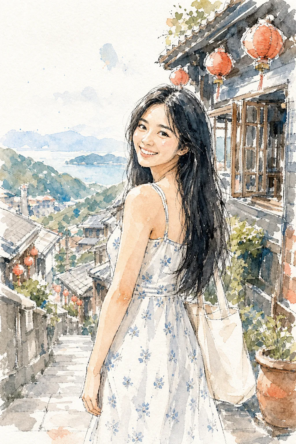 ภาพบุคคลสมมติ: ภาพสเก็ตช์สีน้ำ
